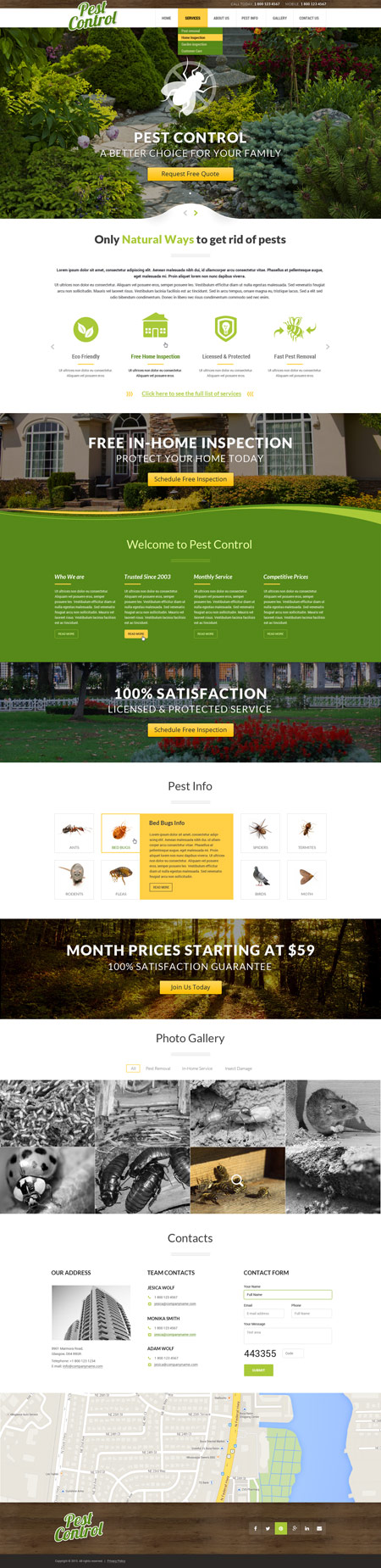 Pest control paralax mobile responsive bootstrap template