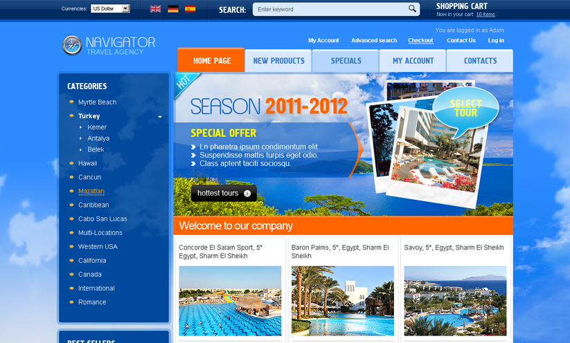 template for travel agency