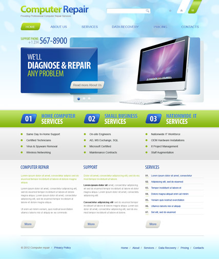 computer repairs website template Repair computer, laptop, gadget repair html5 template on behance.