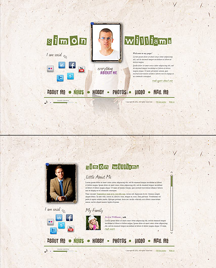 Personal Page HTML5 template ID:300111378