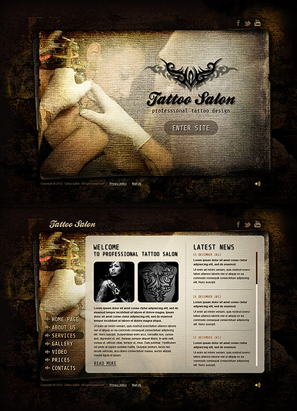 Tattoo Salon HTML5 template ID:300111456