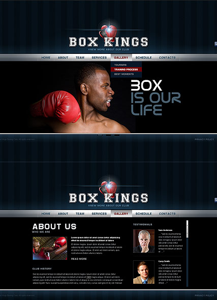 Boxing Club HTML5 template ID:300111500
