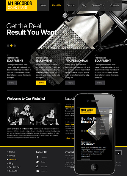 Sound Studio Wordpress template ID:300111520