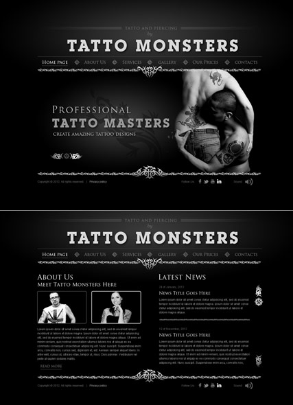 Tatto and piercing HTML5 template ID:300111523