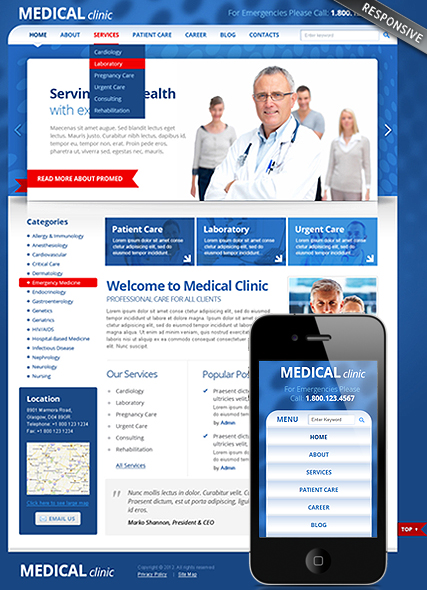 Medical Clinic Wordpress template ID:300111551