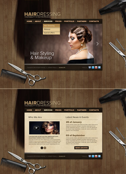Hair Dressing HTML5 template ID:300111565