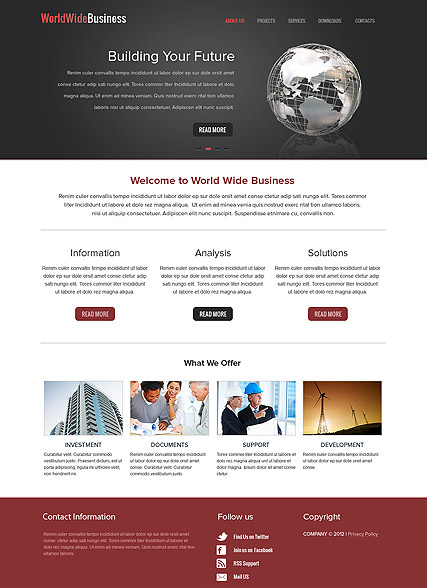 WorldWide Business HTML template ID:300111579
