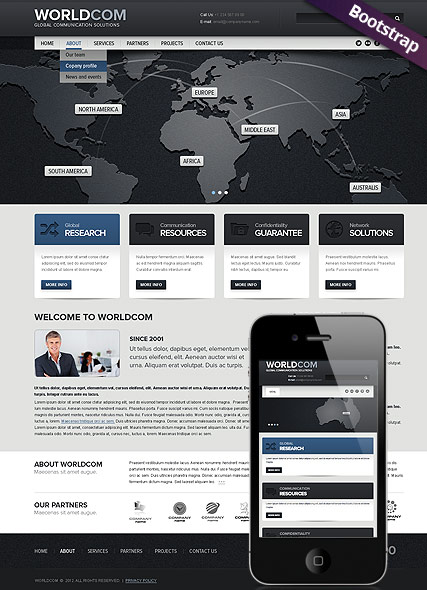 World Business Bootstrap template ID:300111583
