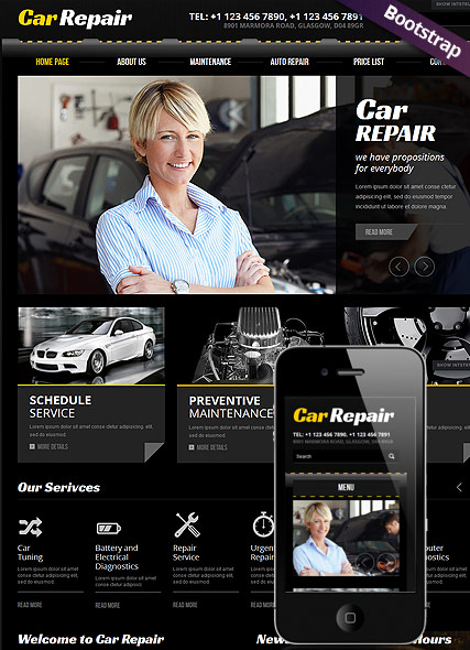 Car Repair Bootstrap template ID:300111602