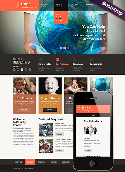 Children Charity Bootstrap template ID:300111623