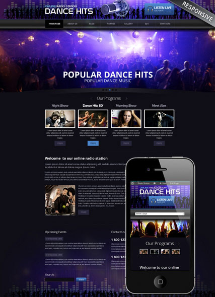 Online Radio Wordpress template ID:300111624