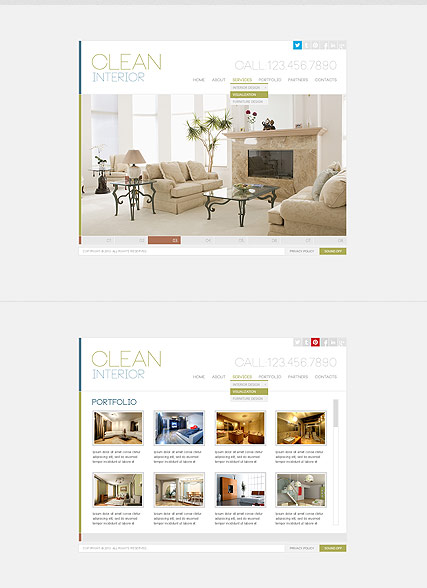 Clean Interior HTML5 template ID:300111638