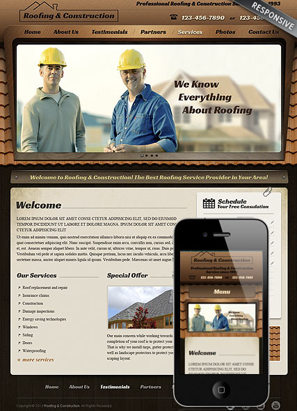 Roofing Wordpress template ID:300111649