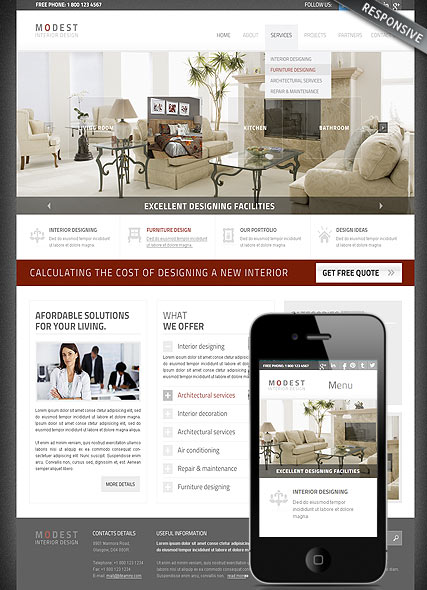 Interior Designing Wordpress template ID:300111675