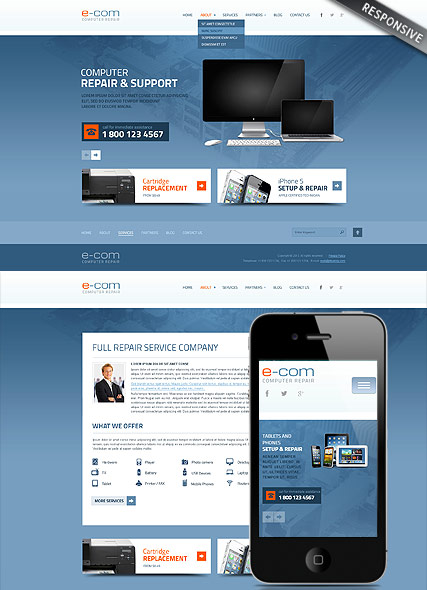 Computer Repair Wordpress template ID:300111679