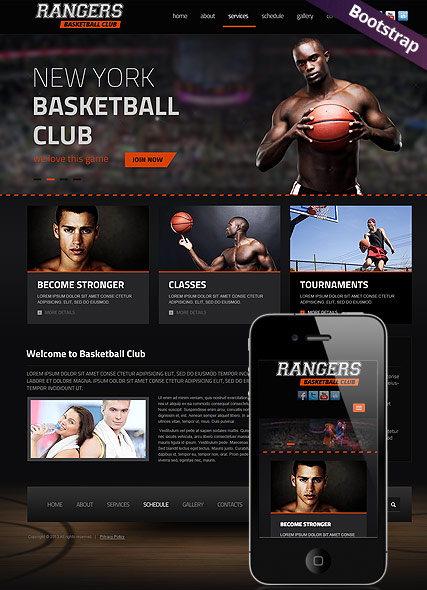 Basketball Bootstrap template ID:300111680