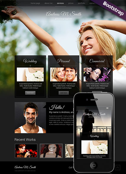 Photographer Bootstrap template ID:300111687
