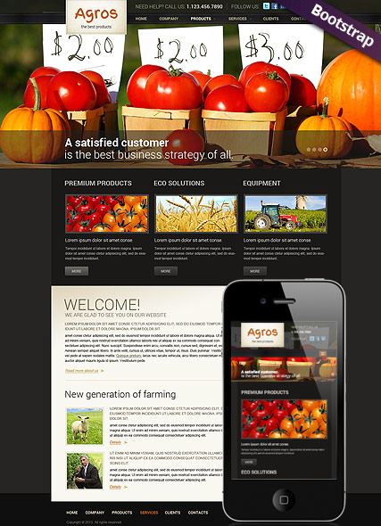 Agriculture Bootstrap template ID:300111688