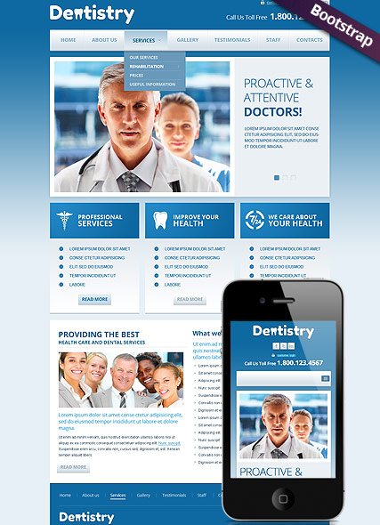 Dentistry Bootstrap template ID:300111692