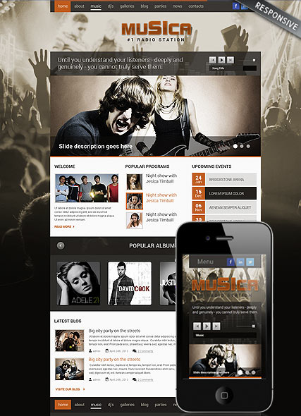 Music Theme Wordpress template ID:300111699