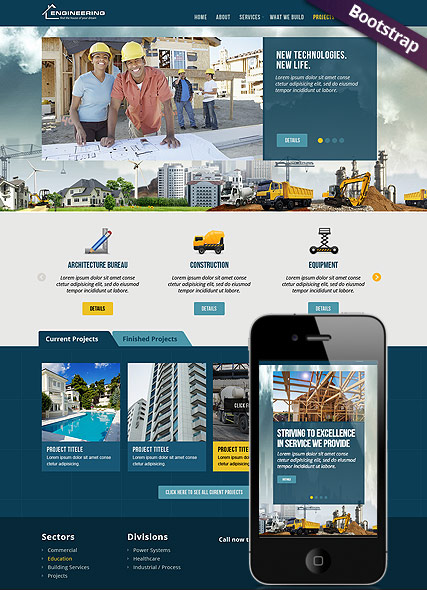 Civil Engeneering Bootstrap template ID:300111707