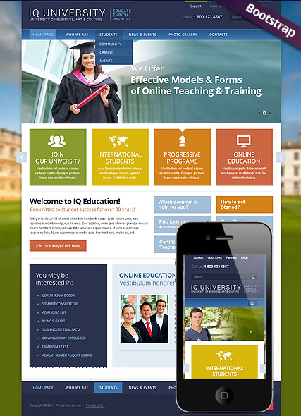 IQ University Bootstrap template ID:300111722