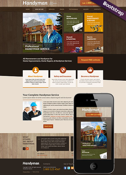 Handyman Service Bootstrap template ID:300111746