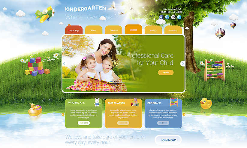 Kindergarten Bootstrap template ID:300111753