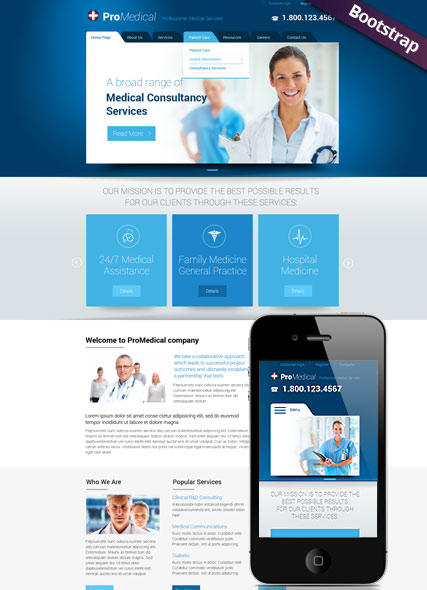 Medical Service Bootstrap template ID:300111755