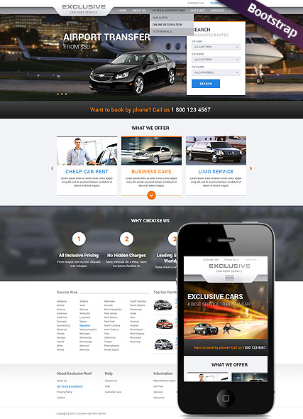 Rent a Car Bootstrap template ID:300111767