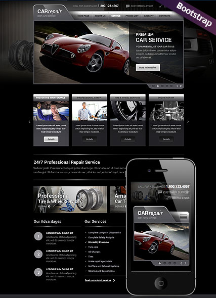 Car Repair Service Bootstrap template ID:300111774