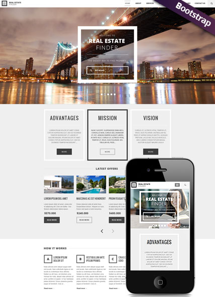Real Estate Bootstrap template ID:300111782