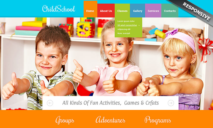 Children School Bootstrap template ID:300111795