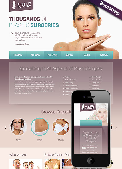 Plastic surgery Bootstrap template ID:300111802