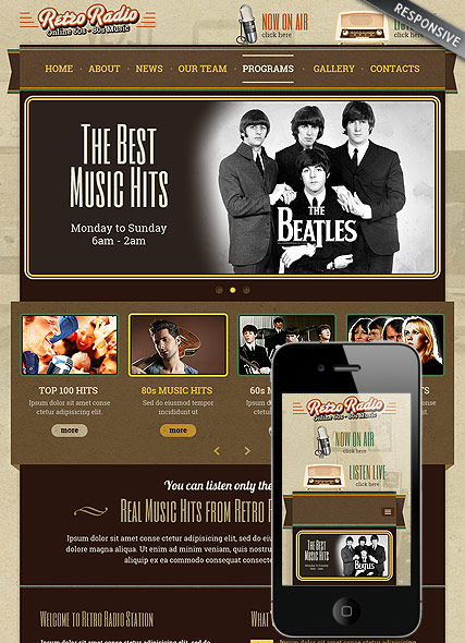 Retro Radio Bootstrap template ID:300111803
