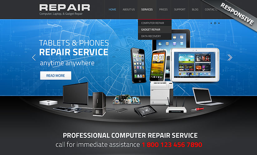 Computer repair Wordpress template ID:300111806