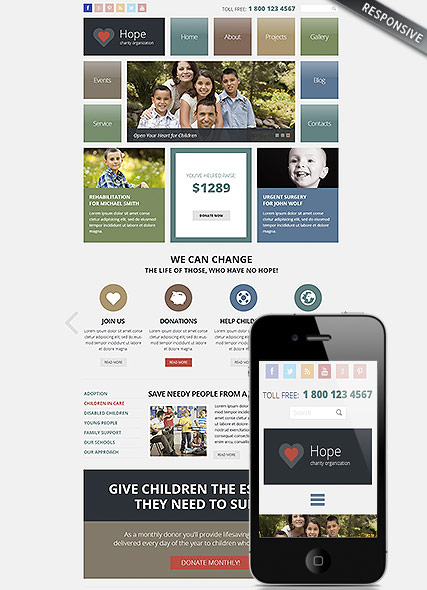 Charity Wordpress template ID:300111808