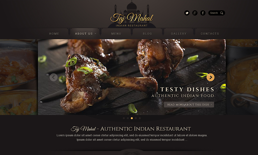 Indian restaurant Wordpress template ID:300111813