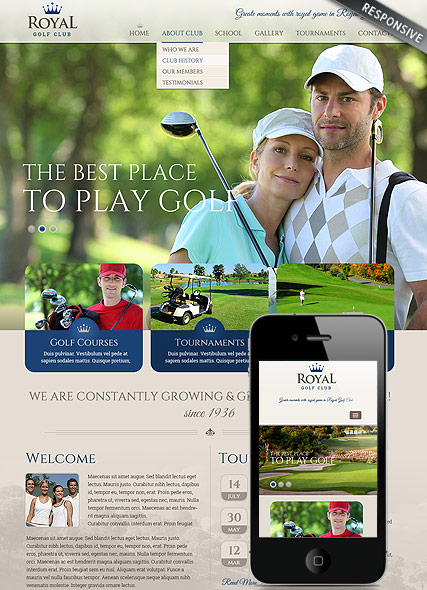 Golf club Bootstrap template ID:300111820