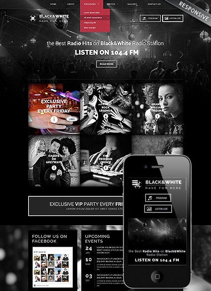 Online Radio Station Wordpress template ID:300111847