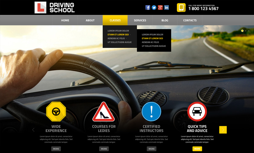 Driving School WP Wordpress template ID:300111848