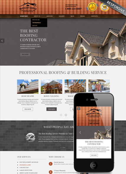 Roofing Wordpress template ID:300111853