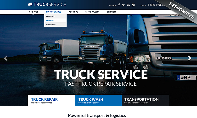 Truck service Bootstrap template ID:300111862