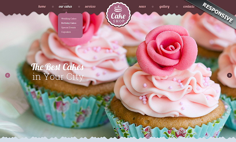 Cake Shop HTML Bootstrap template ID:300111865