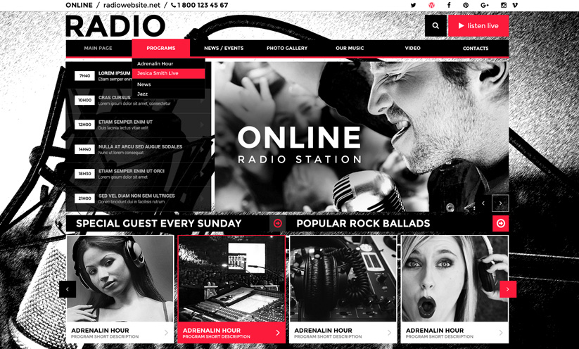 BW Radio Wordpress template ID:300111892