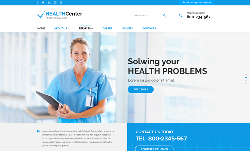 Health Center HTML Bootstrap template ID:300111912