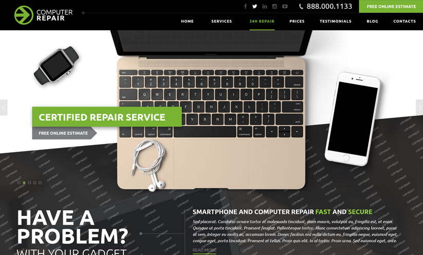 Computer Repair HTML Bootstrap template ID:300111919