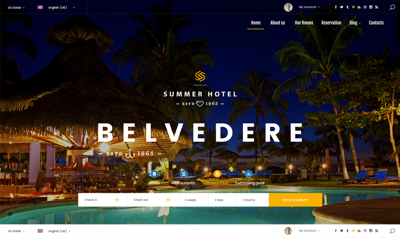 Hotel Delvatore Bootstrap template ID:300111939