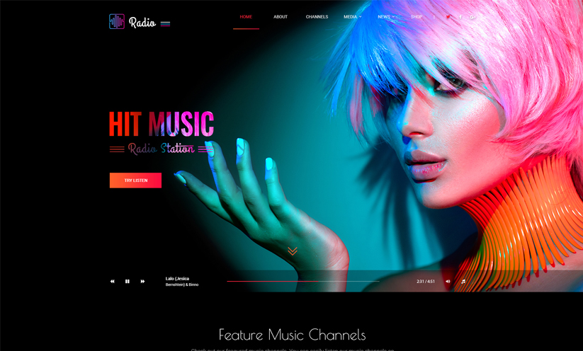 Hot Radio WordPress Wordpress template ID:300111949