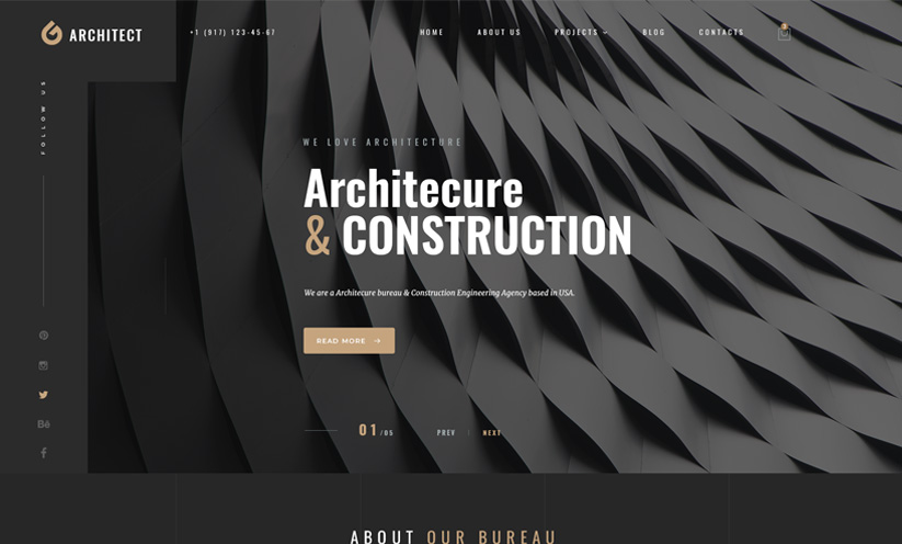 Architecture Bureau Wordpress template ID:300111950